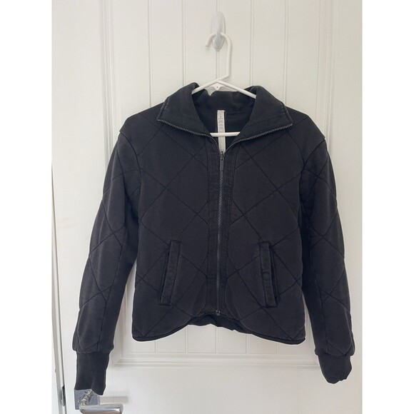 Lululemon Reversible Jacket Women Size 6 Quilted Bomber Pockets Black with tag - Picture 6 of 11